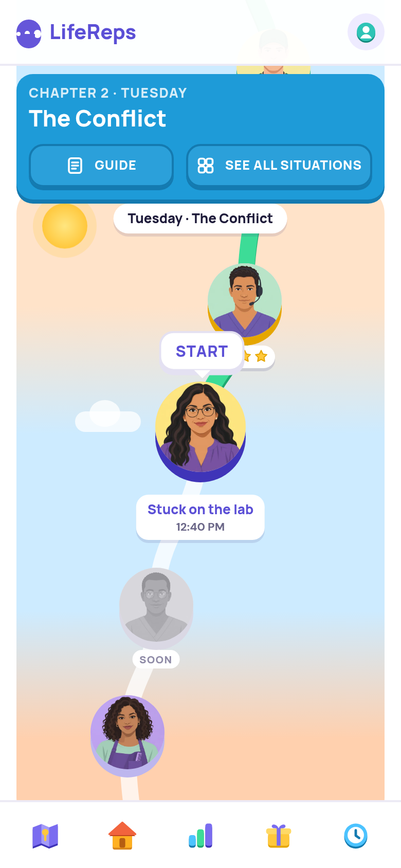 The LifeReps story map on a phone